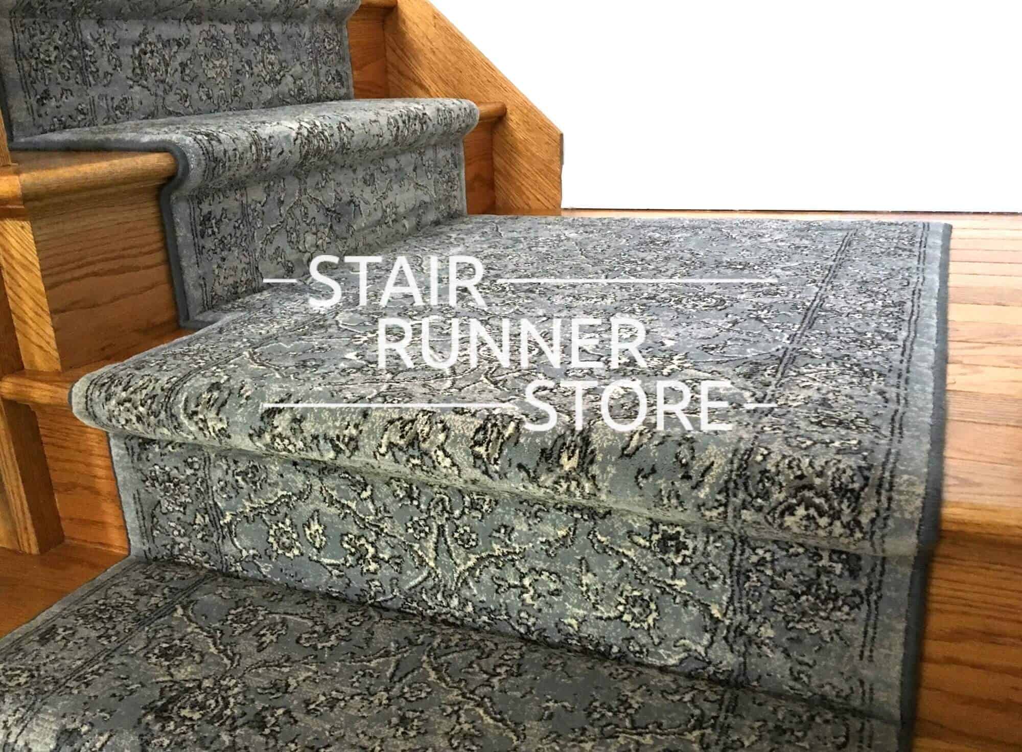 Brilliant Herati Navy Stair Runner 72240-520- 26 inch Sold By the Foot